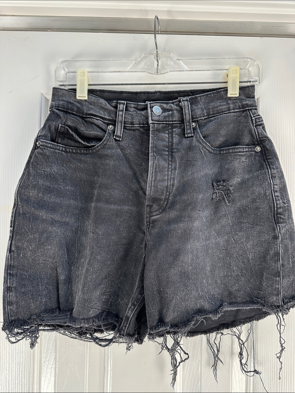 Black Distressed Denim Shorts